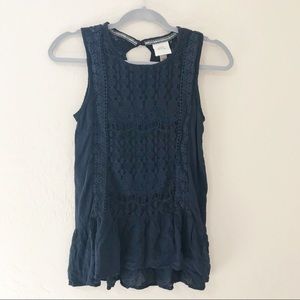 Knox Rose Navy blue embroidered tank top